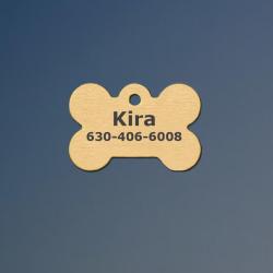 Custom engraved brass dog bone nameplate ID tag for your dog's collar. Dog Name Tag