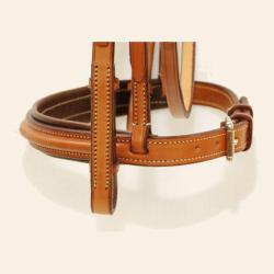 1" plain raised padded Edgewood leather noseband / caveson.