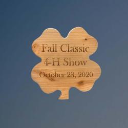 Engraved alder 4-H clover plaque with personalized engraved text of you choice. 4-H Award | 4-H Plaque