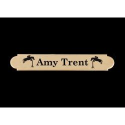 Horse design ornamental engraved brass or silver nameplate with adhesive back. Good for picture frames, pet memorials and much more. Equestrian Nameplate