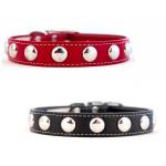 Silver studded leather dog collar with bright nickel finishes from Auburn Leathercrafters. Studded Leather Collar