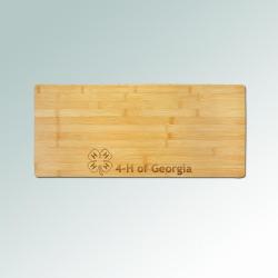 Custom engraved bamboo 4-H charcuterie board with your choice of 4-H logo and personalized text. 6+ 4-H logos to choose from.