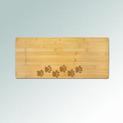 Custom engraved bamboo charcuterie board with your choice of dog design and personalized text. 100+ Dog Breeds