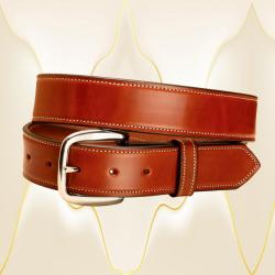 Fully stitched leather belt with your choice of a brass or silver belt buckle.