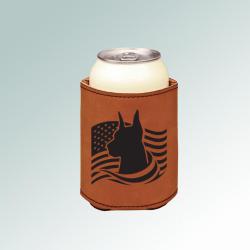 Personalized leatherette doberman beverage holder with your choice of doberman design and engraved text. 25+ Doberman designs to choose from.