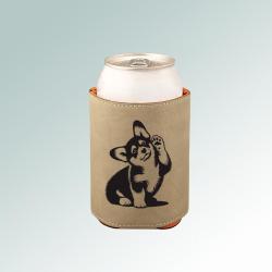 Personalized leatherette corgi beverage holder with your choice of corgi design and engraved text. 100+ corgi designs to choose from.