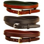 Padded leather belt in 3 leather colors and 2 buckle finishes.