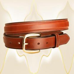 Raised 1 1/4" English bridle leather belt  with your choice of silver or brass buckle.