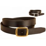 Conway center post buckle black English bridle leather belt that is 1 1/4 inch wide.