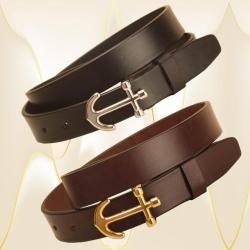 Bridle leather belt with an anchor buckle.