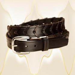 1 1/4" wide laced rein leather equestrian belt with a brass buckle for men or women.