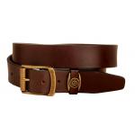 Plain bride leather belt with signature keeper and a roller buckle.