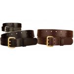 Tory Leather double holes and double tongue brass or silver buckle.