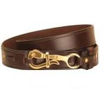Pelican hook buckle on a bridle leather nautical belt.