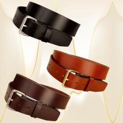1 3/4" wide bridle leather plain strap belt with 9 holes for maximum sizing.
