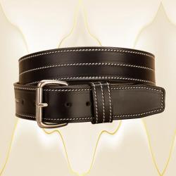 Triple stitched bridle leather belt with choice of brass or silver buckle.