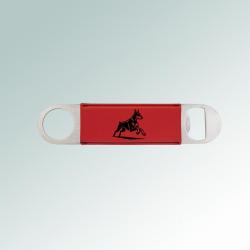 Personalized doberman  bottle opener with a doberman  design and engraved text of your choice. 25+ Doberman designs to choose from.
