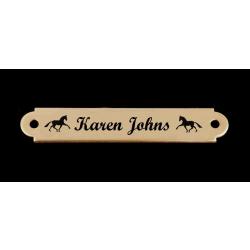 Engraved brass or nickel silver halter plate with your choice of text and horse silhouette. Horse Halter Plate