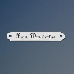 Engraved horse halter nameplate in either brass or nickel silver. 4 sizes to choose from. Halter nameplates come with either an ornamental end or round end.