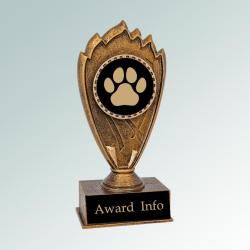 Personalized blaze dog paw trophy with your choice of dog paw design and custom engraved text. Dog Trophy