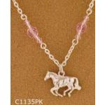 Cantering Horse Necklace - Rose. Adjustable equestrian horse jewelry fashion necklace.