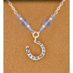 Horseshoe Dangle Necklace - Blue