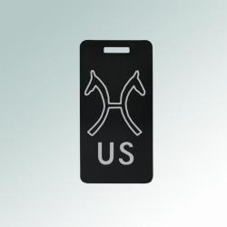 Engraved aluminum horse breed luggage tag with your choice of horse breed logo and personalized text. 25+ horse breed logos to choose from.