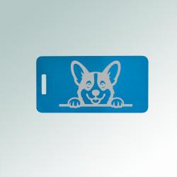 Engraved aluminum luggage tag with your choice of corgi design and personalized text. 100+ corgi designs to choose from.