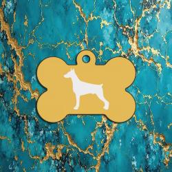 Personalized Doberman dog design aluminum dog bone ID tag for your dog's collar. Doberman ID Tag