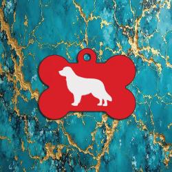 Personalized Golden Retriever dog design aluminum dog bone ID tag for your dog's collar.