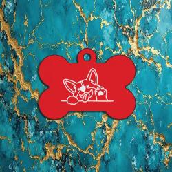 Personalized Welsh Corgi design aluminum dog bone ID tag for your dog's collar.