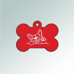 Personalized Welsh Corgi design aluminum dog bone ID tag for your dog's collar.