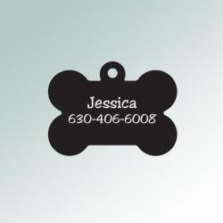 Engraved aluminum dog bone nameplate ID tag for your dog's collar. Dog Tag