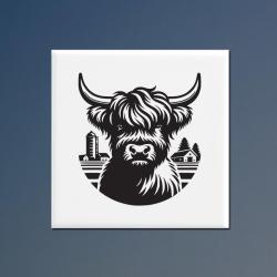 Personalized ceramic farm animal trivet with an engraved farm animal design and custom text.