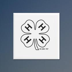 Personalized ceramic 4-H trivet with your choice of a 4-H logo and custom engraved text.
