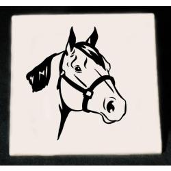 Custom engraved ceramic tile with your choice of horse design 3 and personalized text. Horse Trivet
