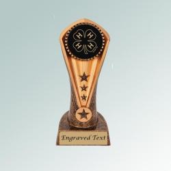 Custom engraved award 4-H cobra trophy with your choice of personalized text and 4-H logo. 4-H Trophy