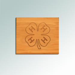 Custom engraved bamboo 4-H coaster set with your choice of horse breed logo and personalized text.