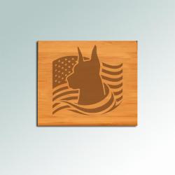 Custom engraved bamboo doberman coaster set with your choice of doberman design and personalized text. 25+ Doberman designs to choose from.