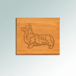 Personalized bamboo corgi coaster set with engraved text and choice of corgi design. 100+ corgi designs to choose from.