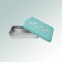 Personalized dog paw cake pan with engraved dog paw design and custom text.
