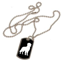 Personalized black and silver dog tag necklace with custom engraved Golden Retriever dog design. Golden Retriever Necklace
