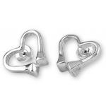 Horseshoe nail heart sterling silver equestrian jewelry post earrings. Made in the USA