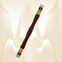 Top quality Edgewood dark Havana leather fancy stitched horse girth with elastic on both ends.