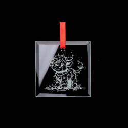 Custom engraved square glass ornament with your choice of farm animal design and personalized text. Farm Animals Ornament