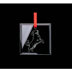 Square glass golden retriever ornament with personalized text and the golden retriever design of your choice. 80+ Golden Retriever designs to choose from.