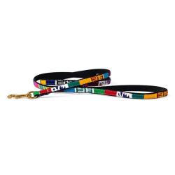 Hand woven dog leash with solid brass hardware.