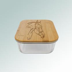 Personalized horse food storage container with your choice of horse design and engraved text. 145+ horse designs to choose from.