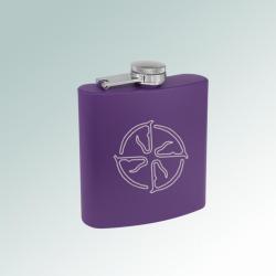 Colorful stainless steel 6 oz horse breed flask with personalized text and the horse breed logo of your choice. 25+ horse breed logos to choose from.