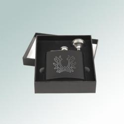 Custom engraved stainless steel horse flask and funnel gift set with engraved horse breed logo of your choice. 25+ horse breed logos to choose from.